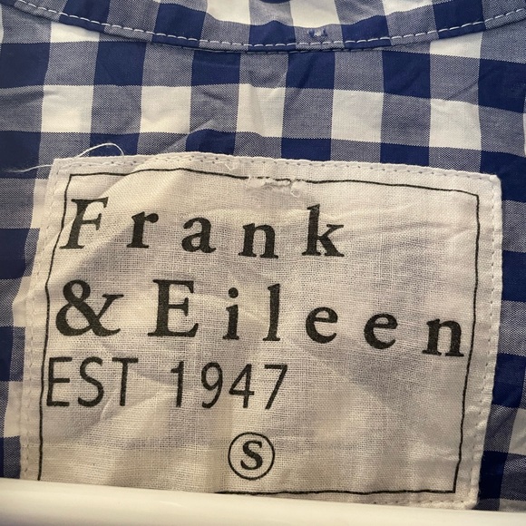 Frank & Eileen Blue and White Gingham Blouse Small - Picture 3 of 3